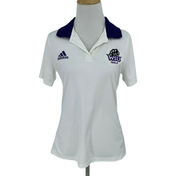 Adidas Weber State WSU Golf Polo Shirt Womens Size S White Collared Athletic Top - Picture 1 of 13